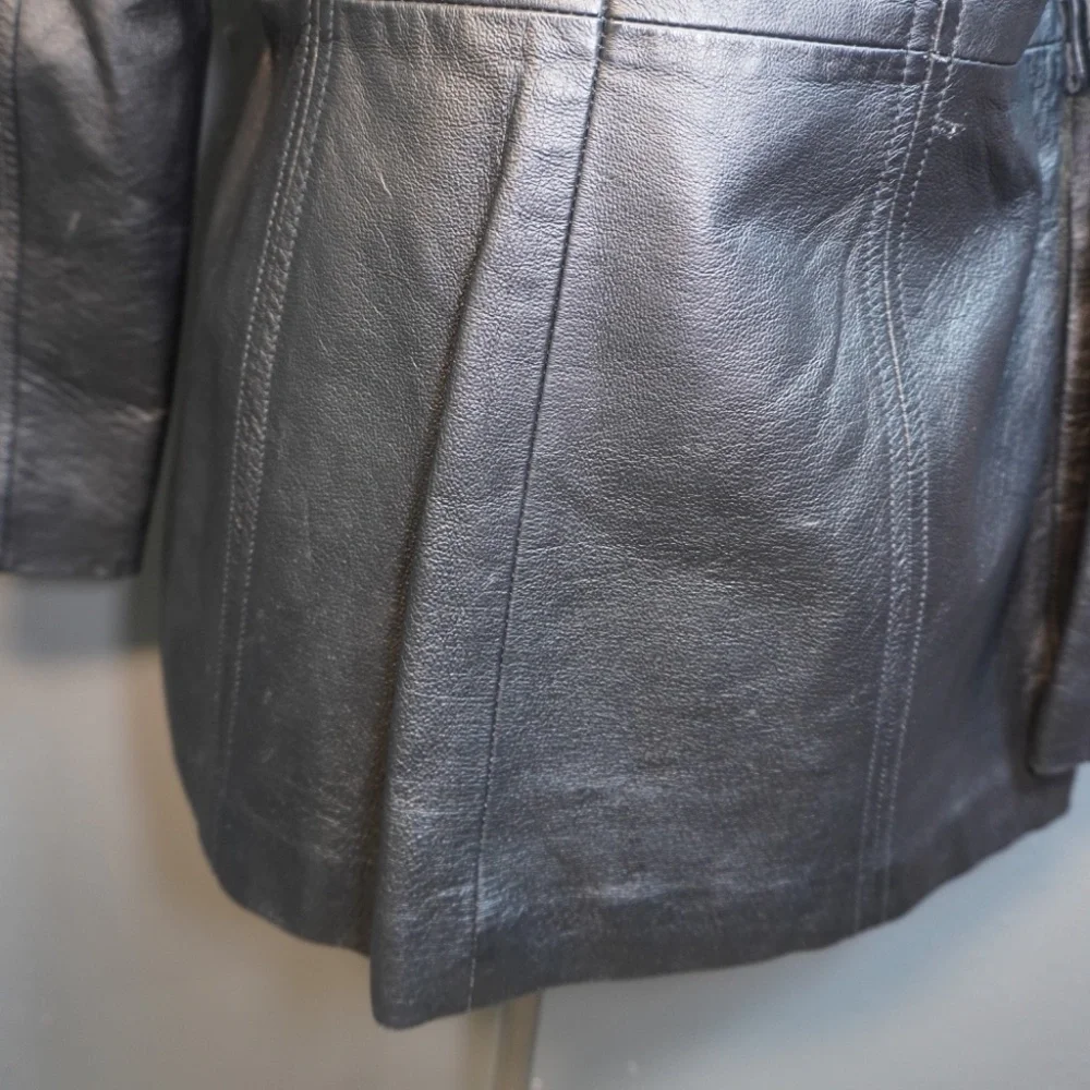 Sonoma Jean Company Womens Black Genuine Leather Button Down Jacket Size Small - Picture 6 of 7